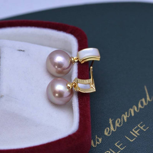 10-11mm Freshwater Pearl & Mother Of Pearls Earrings - House Of Pearls