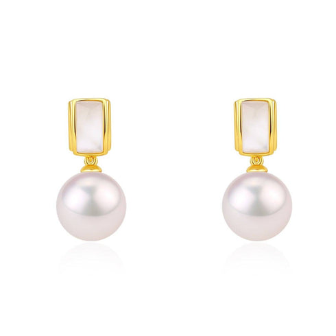 10-11mm Freshwater Pearl & Mother Of Pearls Earrings - House Of Pearls