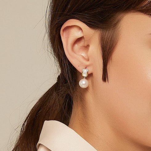 10-11mm Freshwater Pearl & Mother Of Pearls Earrings - House Of Pearls