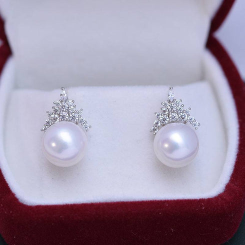 10-11mm Freshwater Pearl & Queen Earrings - House Of Pearls