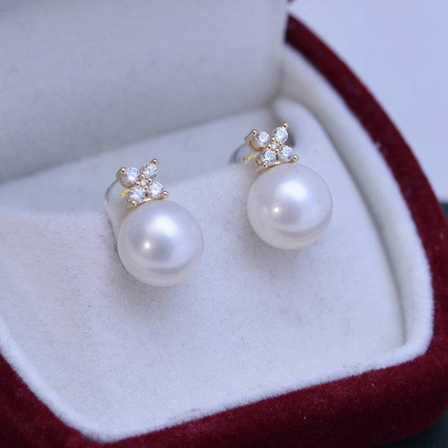 10-11mm Freshwater Pearl Shiny Earrings - House Of Pearls