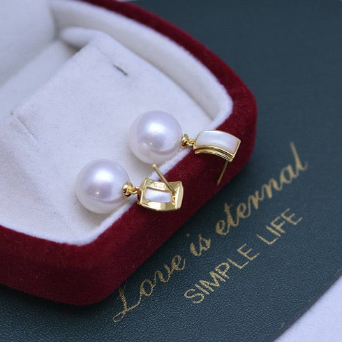 10-11mm Freshwater Pearl & Mother Of Pearls Earrings - House Of Pearls
