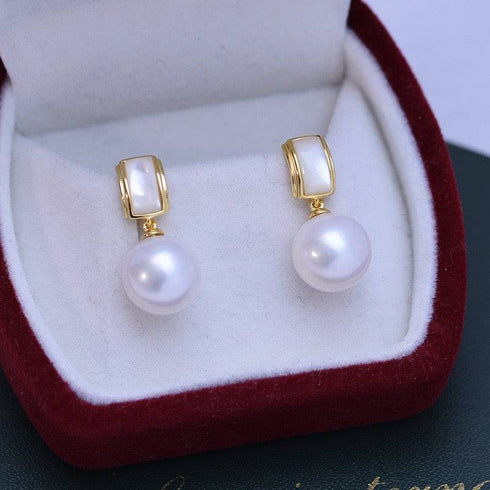 10-11mm Freshwater Pearl & Mother Of Pearls Earrings - House Of Pearls
