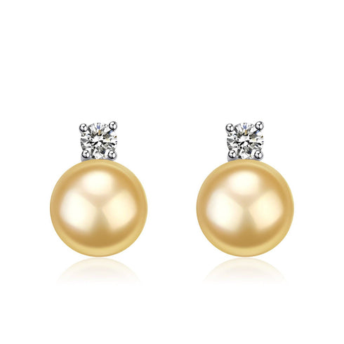 10-12mm Golden South Sea Pearl & 18K Gold Sasha Earrings - Earrings made with hand-selected pearls from House of Pearls