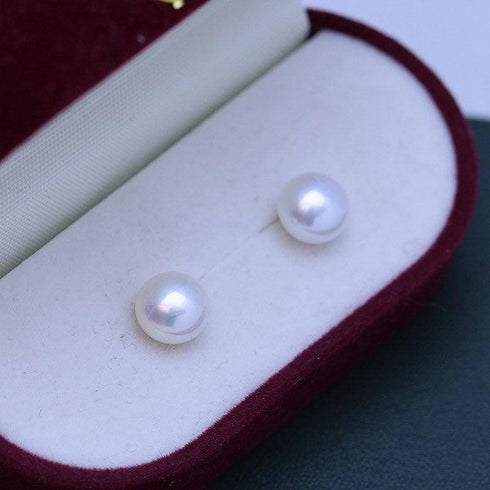 11-12mm Classic Button Freshwater Pearl Stud Earrings - House Of Pearls