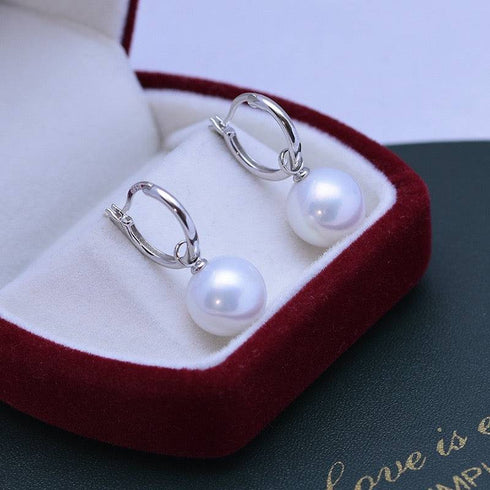 11-12mm Freshwater Pearl & Good Hoops Earrings - House Of Pearls
