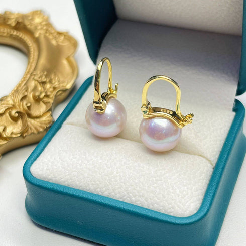 11-12mm Freshwater Pearl Modern Bucket-Shaped Earrings - House Of Pearls