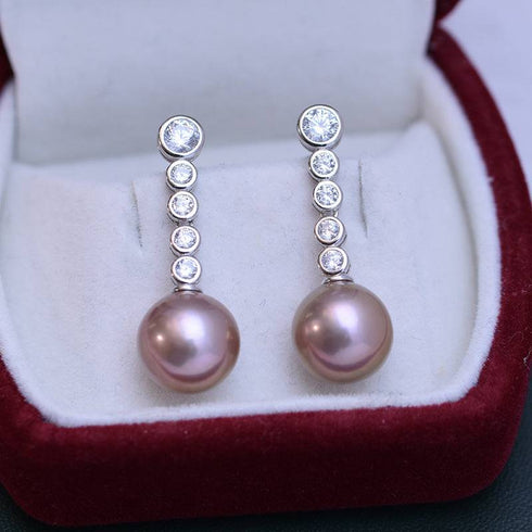 11-12mm Freshwater White Pearl & Long Earrings - House Of Pearls