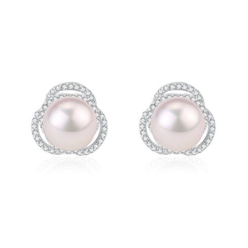 Freshwater Pearl & Rose Floral Earrings - House Of Pearls