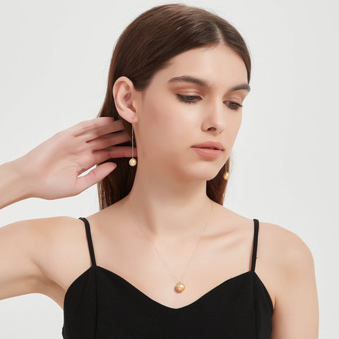 South Sea Golden Pearl Drop Ear Threaders - House Of Pearls