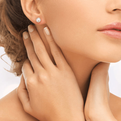 5.5-8.5mm White Akoya Pearl Stud Earrings 18K Gold - Earrings made with hand-selected pearls from House of Pearls