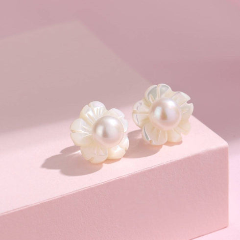6-7mm Floral Freshwater Pearl Ear Stud Earrings - House Of Pearls