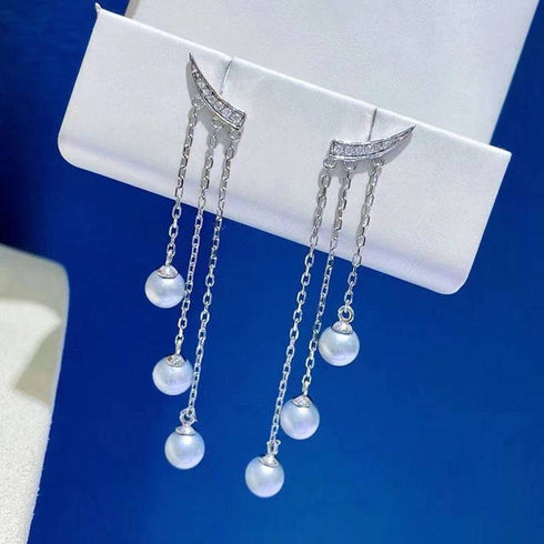 6-7mm Freshwater Pearl & Dynamic Triple Drop Earrings - House Of Pearls