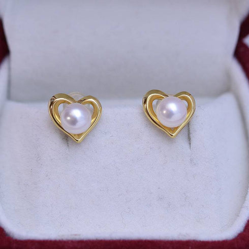 6-7mm Freshwater Pearl Heart Ear Stud Earrings - House Of Pearls