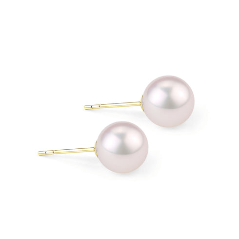 Pair of pearl stud earrings, 6-7mm white Akoya pearls on gold posts