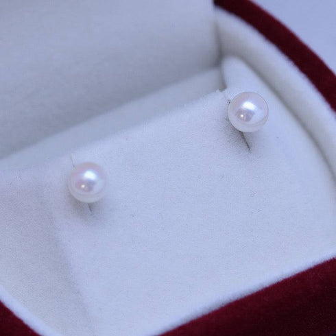 Earrings: 2-piece House of Pearls-JT 6-7mm white Akoya pearl stud earrings