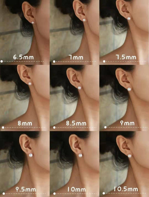 Pearl stud earrings set of 9 white freshwater oval pearls (6.5–10.5mm) by House Of Pearls JT