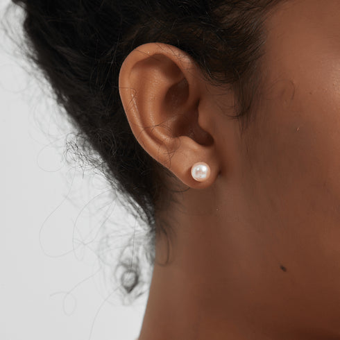 7-8mm Pink Button Freshwater Pearl Stud Earrings - House Of Pearls