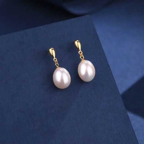 8.5-9.5mm Classic Drop-shaped Freshwater Pearl Earrings - House Of Pearls