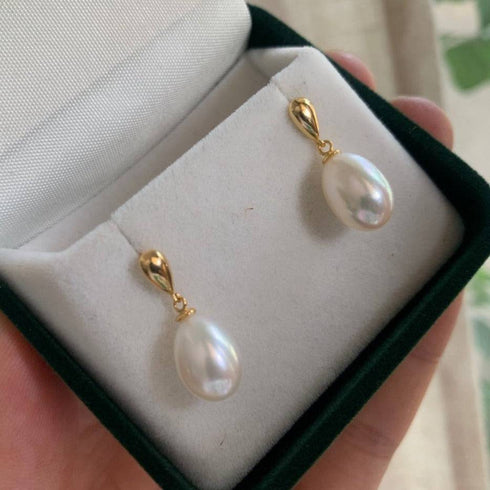 8.5-9.5mm Classic Drop-shaped Freshwater Pearl Earrings - House Of Pearls