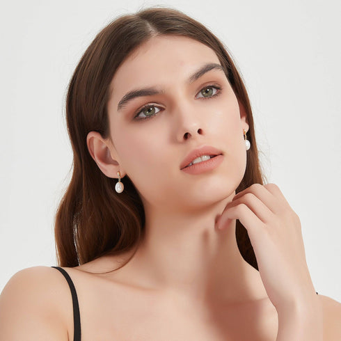 8.5-9.5mm Classic Drop-shaped Freshwater Pearl Earrings - House Of Pearls