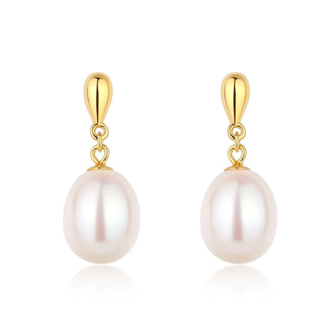 8.5-9.5mm Classic Drop-shaped Freshwater Pearl Earrings - House Of Pearls