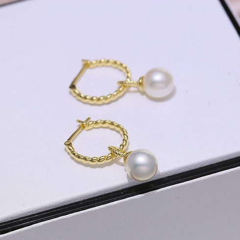 8-9mm Freshwater Pearl & Twist Hoop Detachable Earrings - House Of Pearls