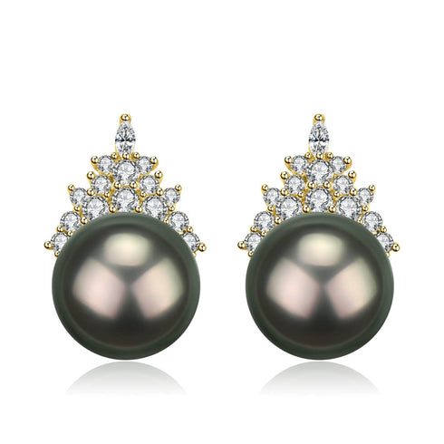 8-9mm Tahitian Pearl & Queen Earrings - House Of Pearls
