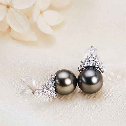 8-9mm Tahitian Pearl & Queen Earrings - House Of Pearls