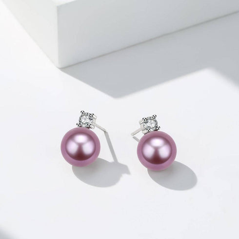 9-10mm Purple Freshwater Pearl & Sasha Earrings - House Of Pearls