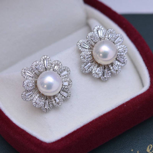 9-10mm Floral Freshwater Pearl Earrings - House Of Pearls