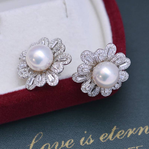 9-10mm Floral Freshwater Pearl Earrings - House Of Pearls