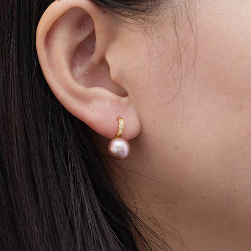 9-10mm Freshwater Pearl & CZ Earrings - House Of Pearls