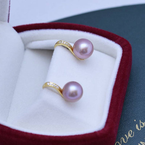 9-10mm Freshwater Pearl & CZ Earrings - House Of Pearls