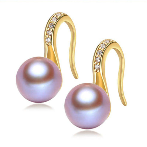 9-10mm Freshwater Pearl & CZ Earrings - House Of Pearls