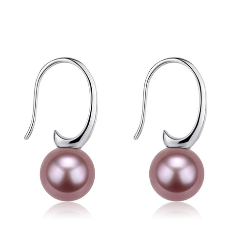 9-10mm Freshwater Purple Pearl & Large Hook Earrings - House Of Pearls