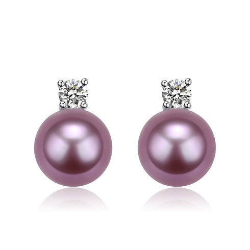 9-10mm Purple Freshwater Pearl & Sasha Earrings - House Of Pearls