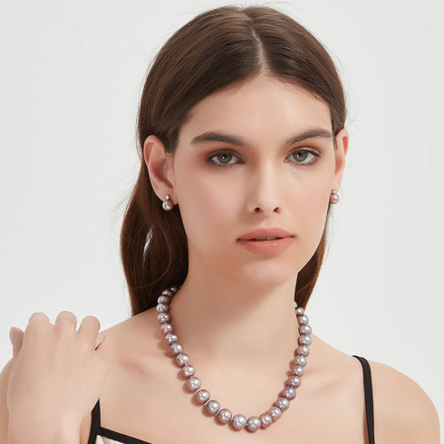 9-10mm Purple Freshwater Pearl & Sasha Earrings - House Of Pearls