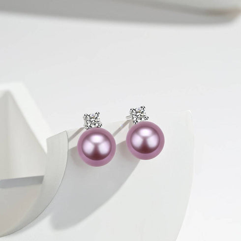 9-10mm Purple Freshwater Pearl & Sasha Earrings - House Of Pearls