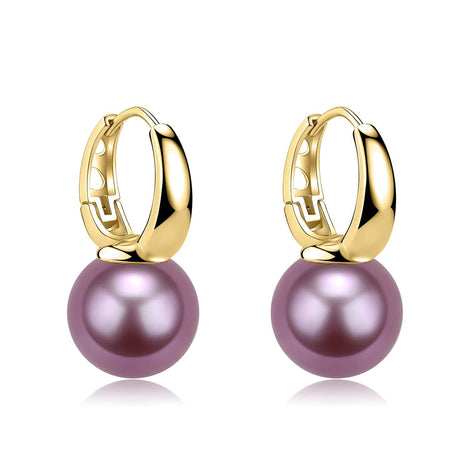 9-10mm Round Hoop Freshwater Pearl Earrings Sterling Silver - House Of Pearls