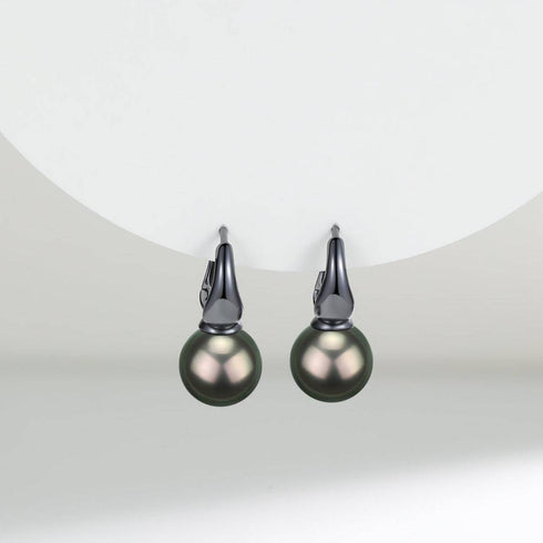 9-10mm Tahitian Pearl Round Hoop Earrings - House Of Pearls