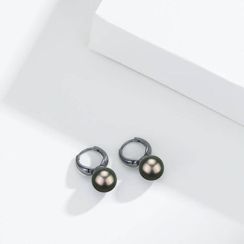 9-10mm Tahitian Pearl Round Hoop Earrings - House Of Pearls