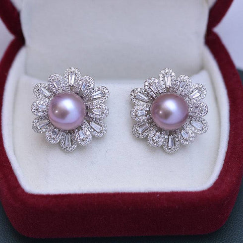 9-10mm Floral Freshwater Pearl Earrings - House Of Pearls