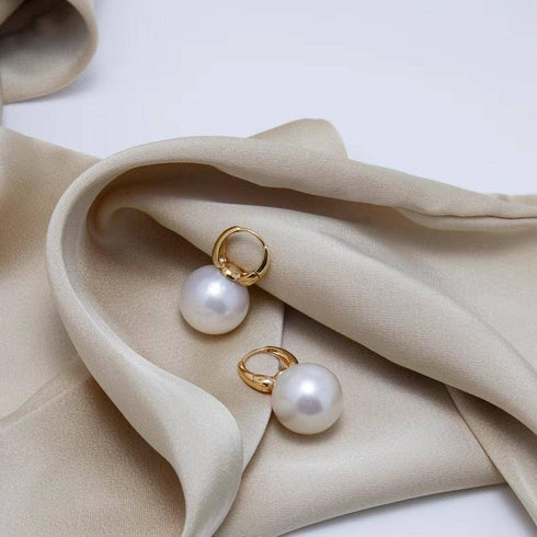 9-11mm Round Hoop Freshwater Pearl Earrings - House Of Pearls