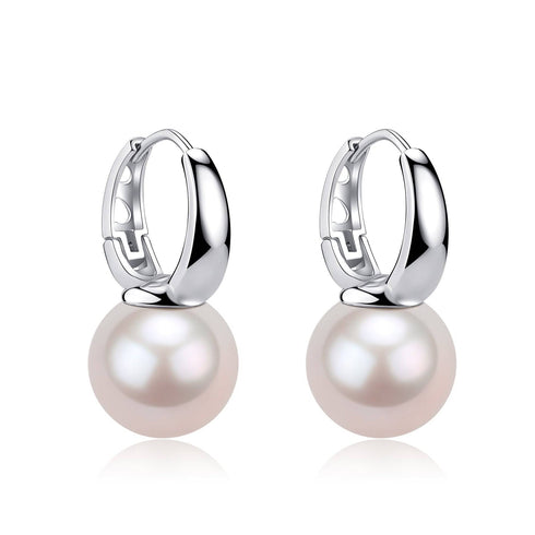 9-11mm Round Hoop Freshwater Pearl Earrings - House Of Pearls