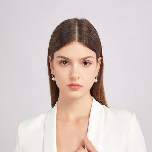 9-11mm Round Hoop Freshwater Pearl Earrings - House Of Pearls