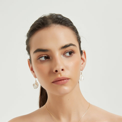 Petal-Shaped Baroque Pearl Drop Earrings - House Of Pearls