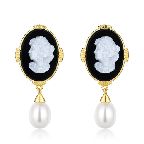 Beauty Cameo Freshwater Pearls Earrings - House Of Pearls