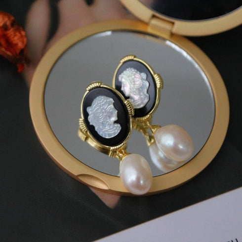 Beauty Cameo Freshwater Pearls Earrings - House Of Pearls