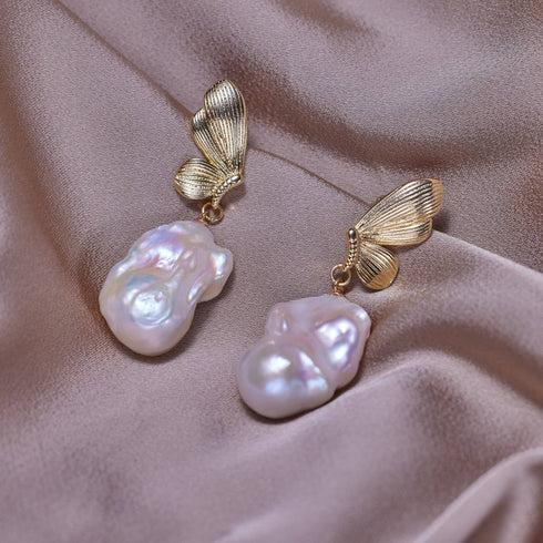 Butterfly Bold Baroque Pearl Earrings - Earrings made with hand-selected pearls from House of Pearls